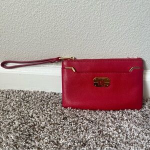 Lauren Ralph Lauren Red Leather Wristlet